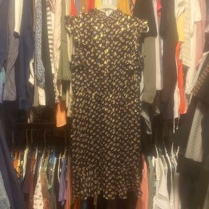 Sam Edelman dress New With Tags flower print w/ gold and gray on black elegant